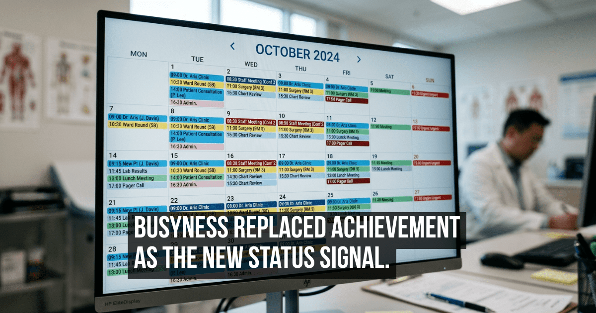 How Busyness Replaced Achievement as the Primary Status Signal and Made an Empty Calendar Feel Like Failure