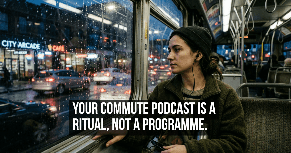 The Podcast You Put On Every Morning on Your Commute Is Not About the Content